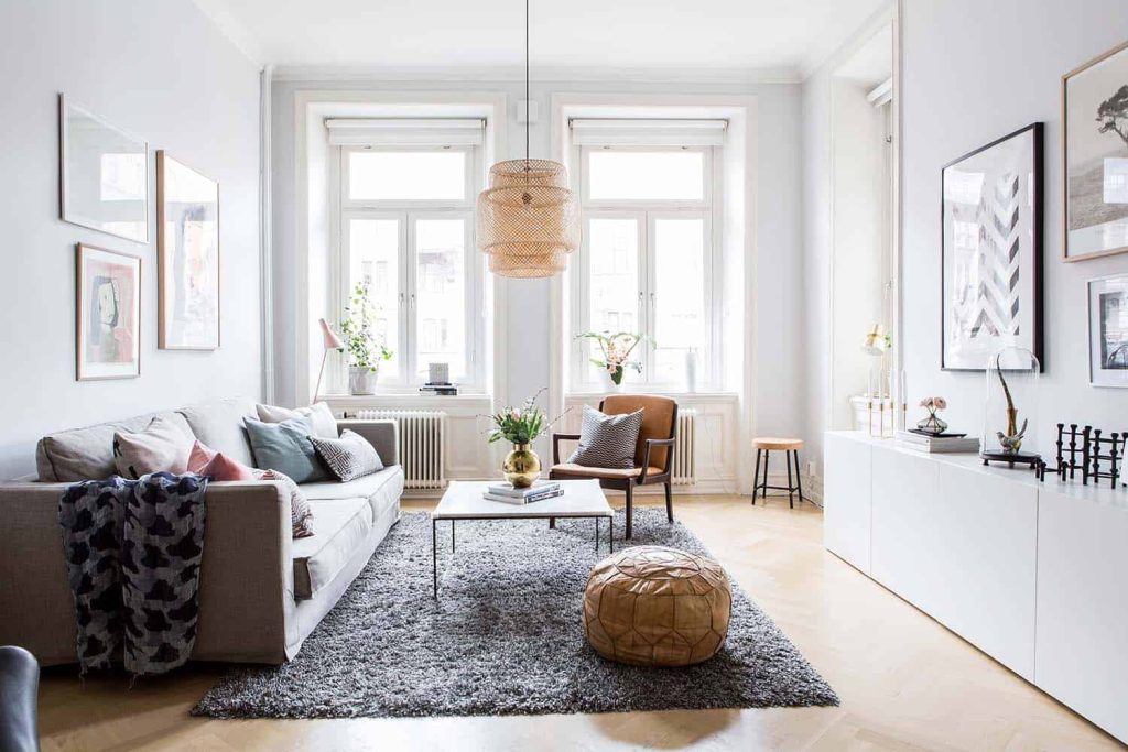 Thiết kế nội thất phòng khách chung cư nhỏ phong cách Bắc Âu