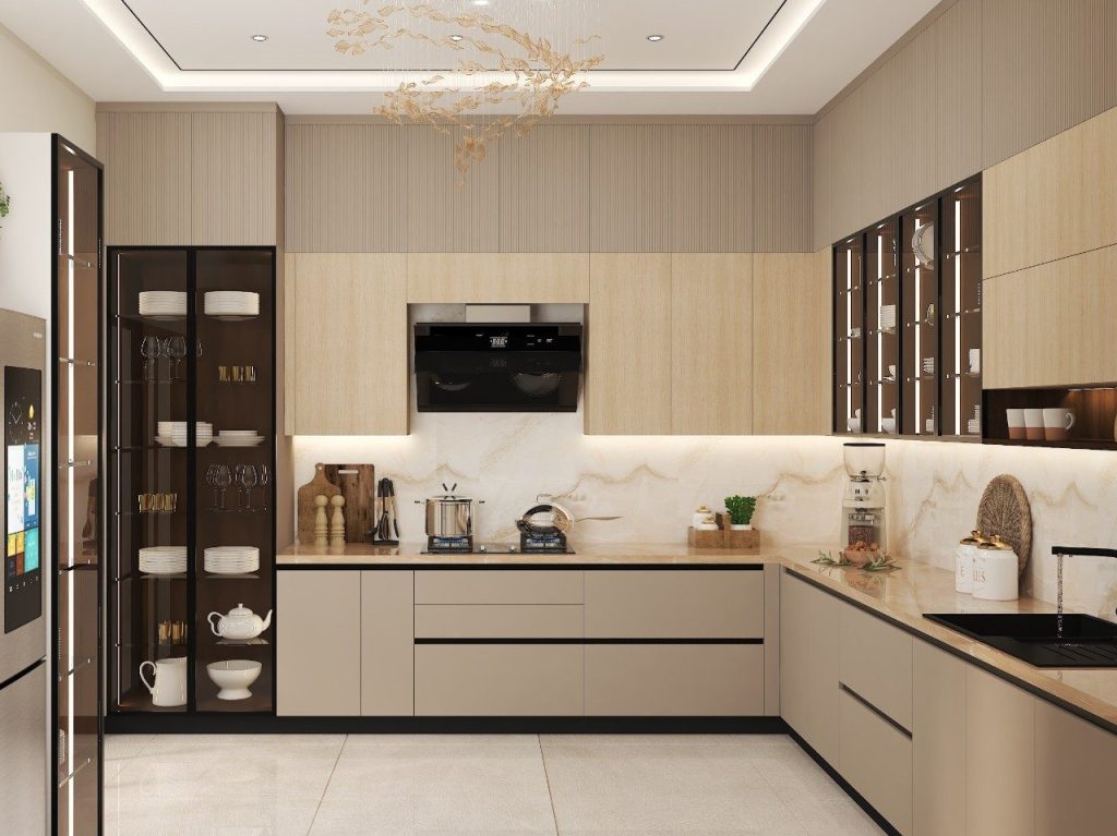 Nội thất phòng bếp chữ L hiện đại