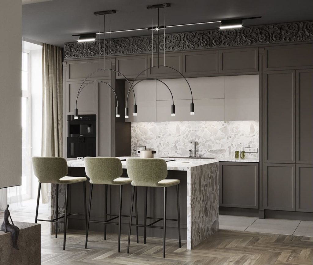 Thiết kế nội thất phòng bếp tân cổ điển