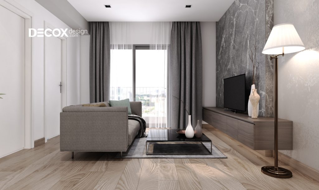 thiết kế nội thất phòng khách chung cư 50m2