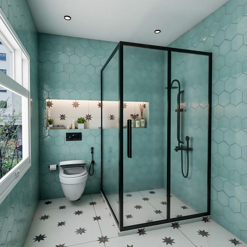 màu nội thất nhà tắm đồng bộ với tổng thể không gian