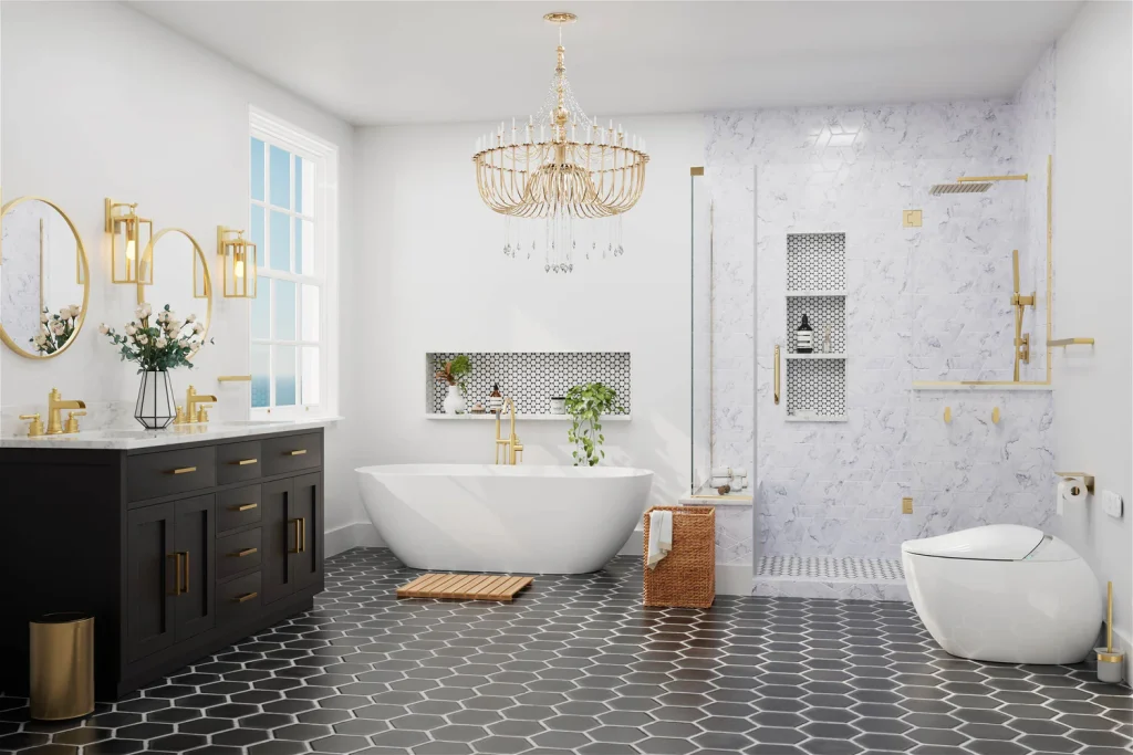 nội thất nhà tắm tân cổ điển sang trọng