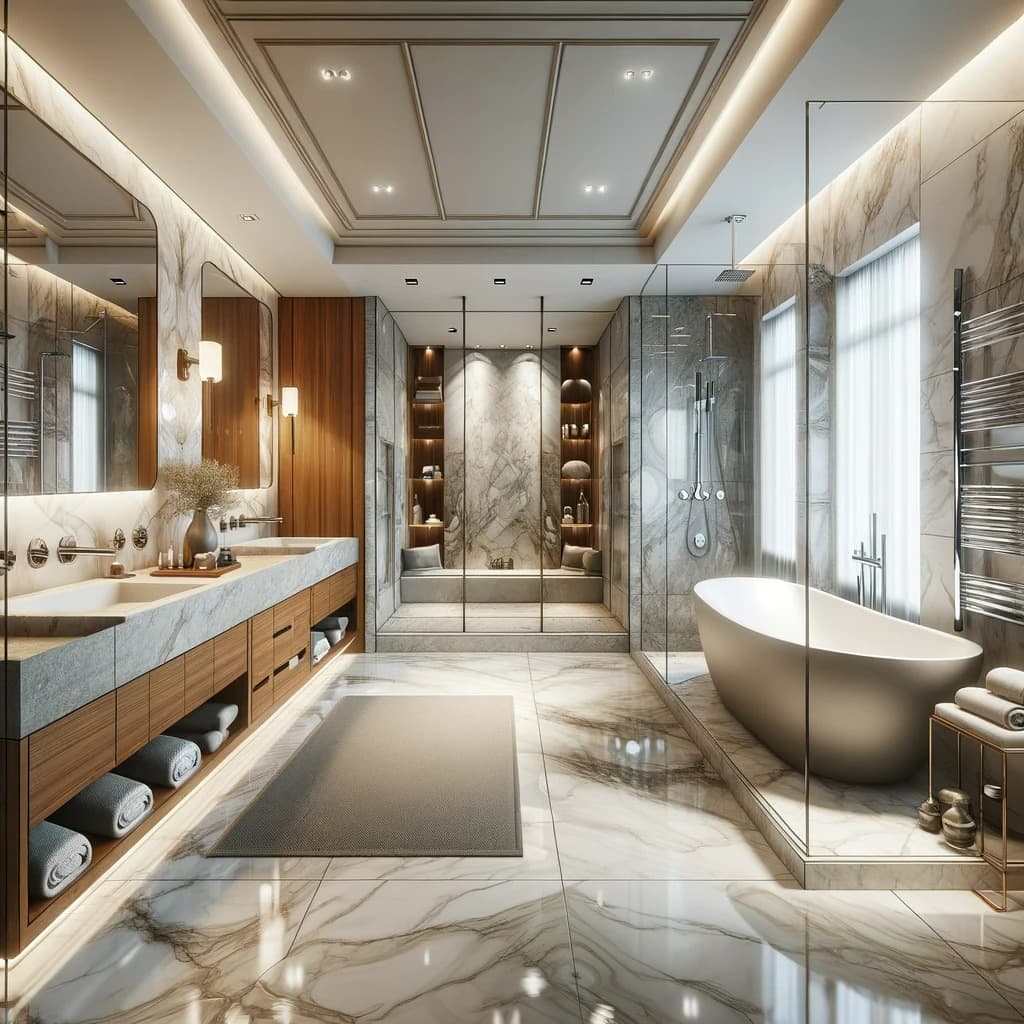 nội thất nhà tắm dùng vật liệu cao cấp