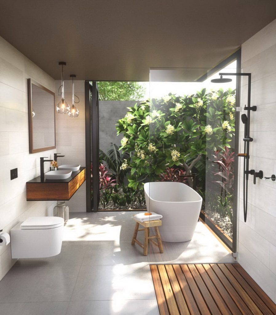 nội thất nhà tắm không gian mở