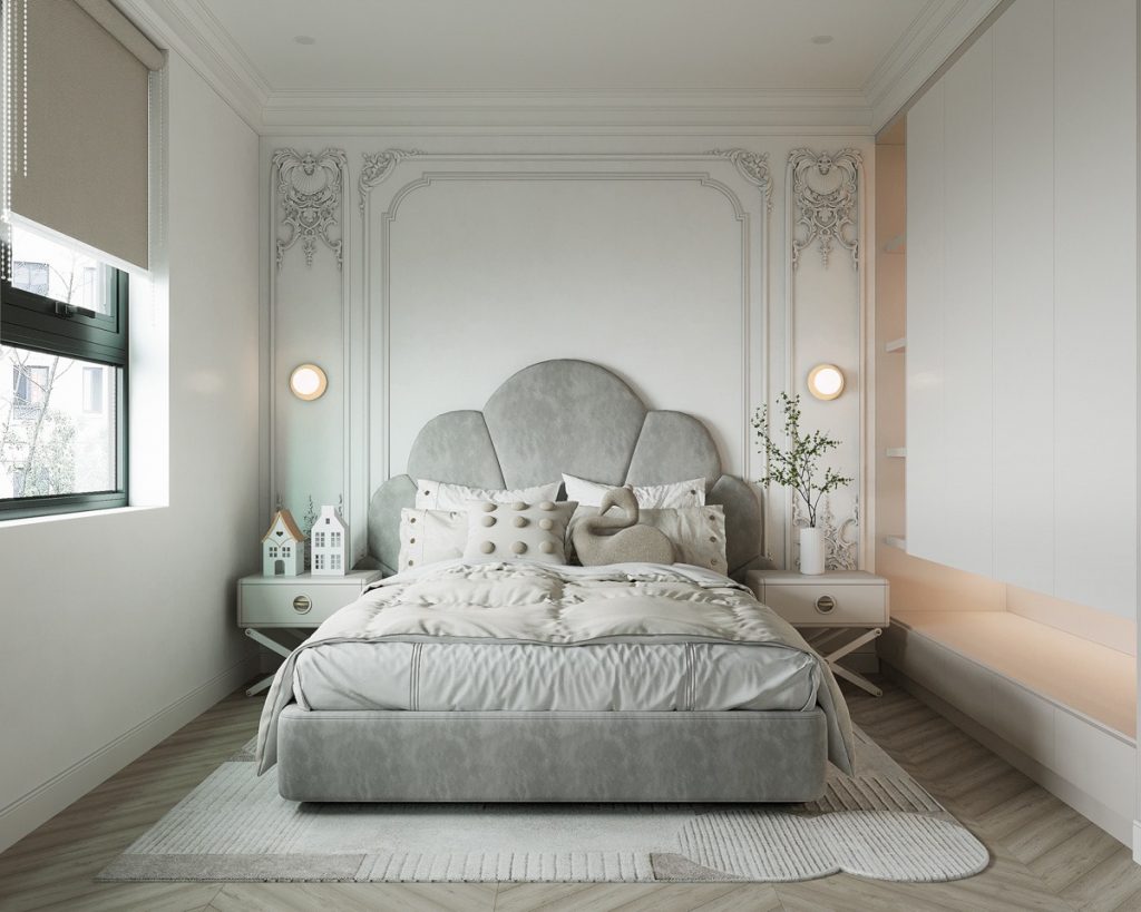 Mẫu thiết kế nội thất tân cổ điển cho phòng ngủ nhà ống