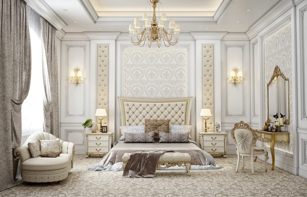 Mẫu thiết kế nội thất tân cổ điển cho phòng ngủ biệt thự
