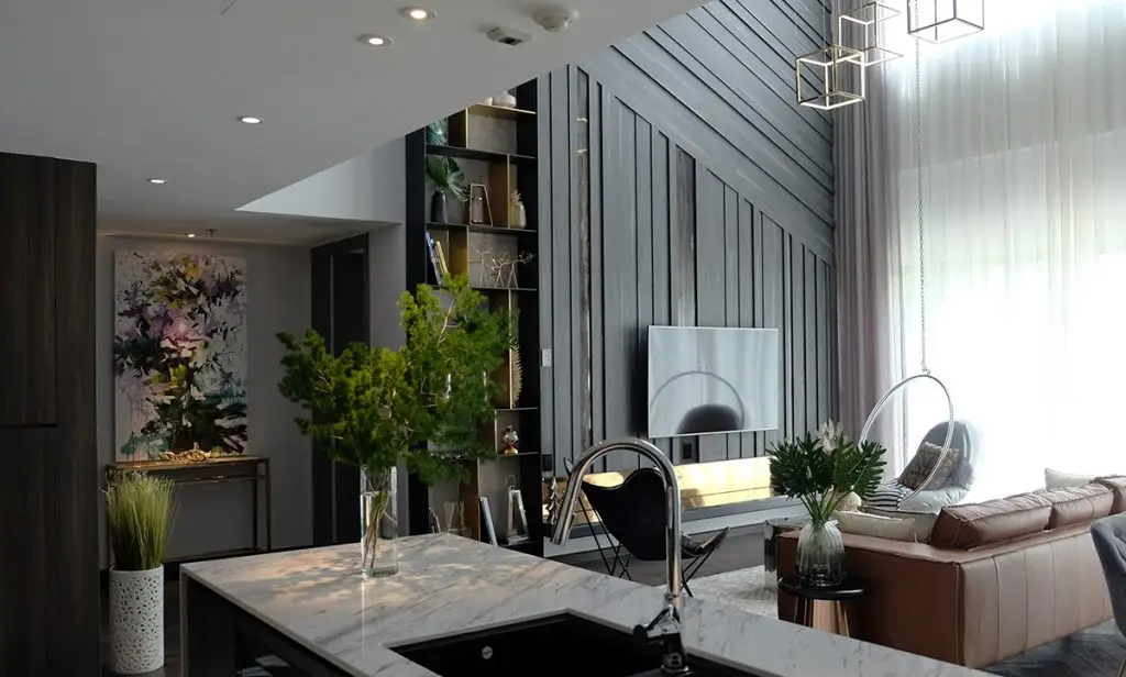 phong cách thiết kế nội thất đương đại vật liệu kim loại