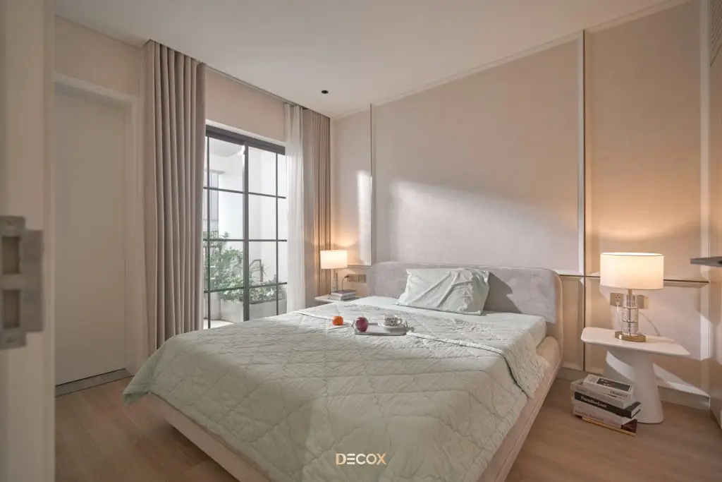 thiết kế nội thất chung cư 100m2 với 3 phòng ngủ tối giản