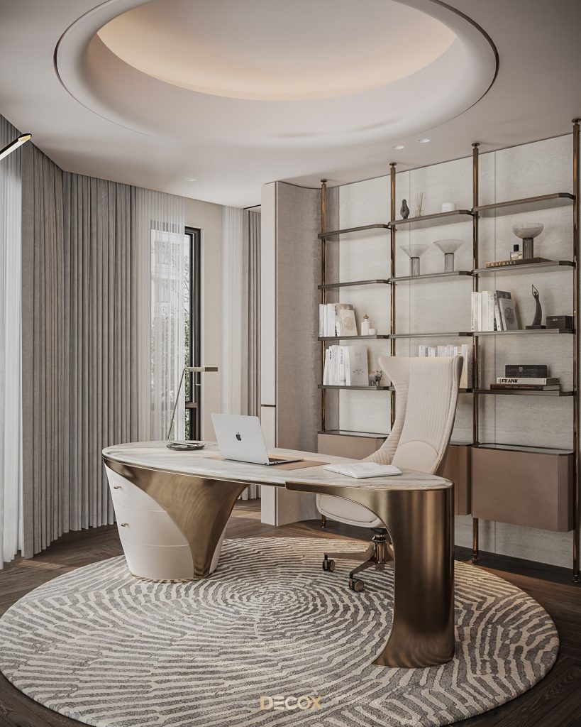 thiết kế nội thất chung cư 2 phòng ngủ 80m2 có phòng làm việc riêng