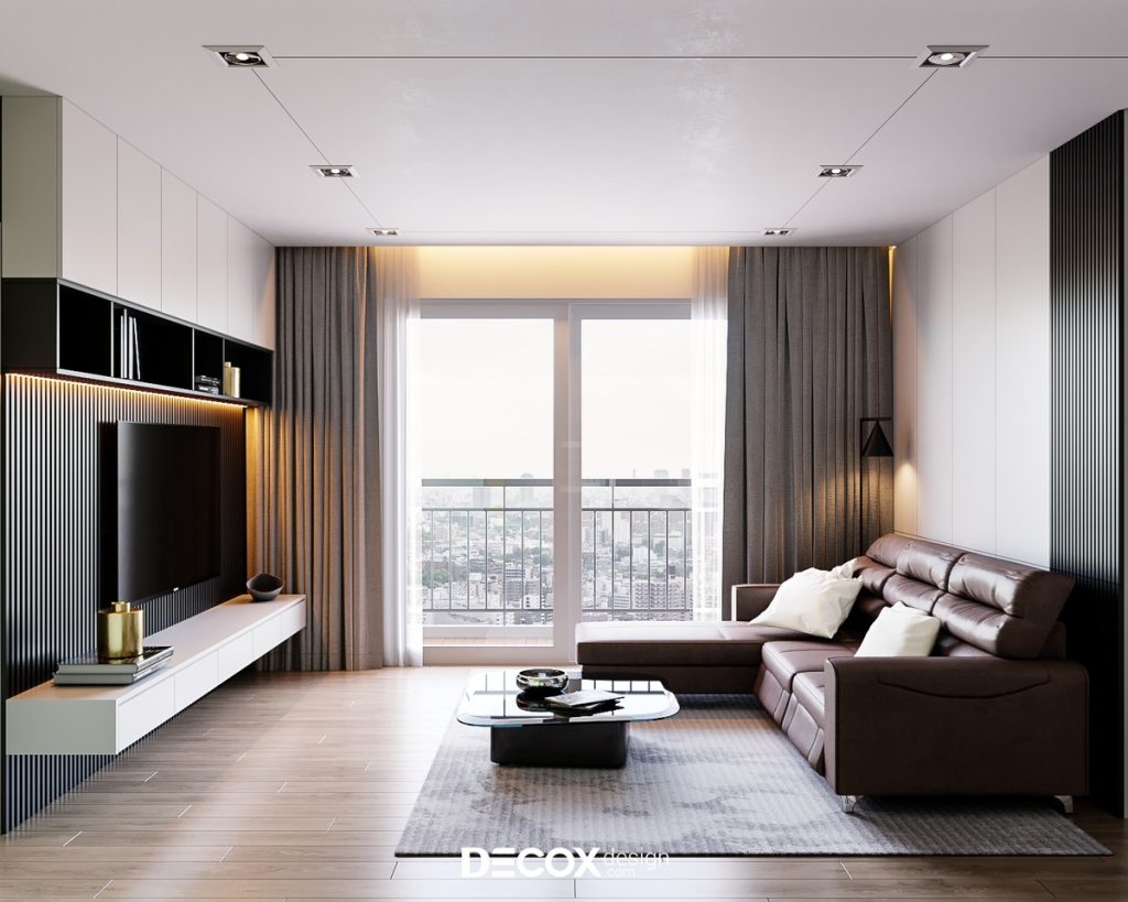 thiết kế nội thất chung cư 50m2 với sofa chữ L
