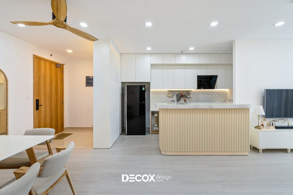 thiết kế nội thất chung cư 50m2 với hệ tủ bếp chữ I
