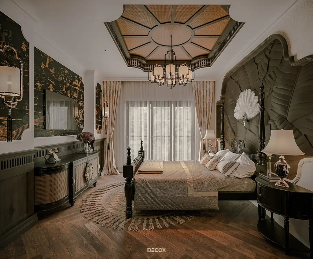 thiết kế nội thất chung cư 55m2 phong cách Indochine