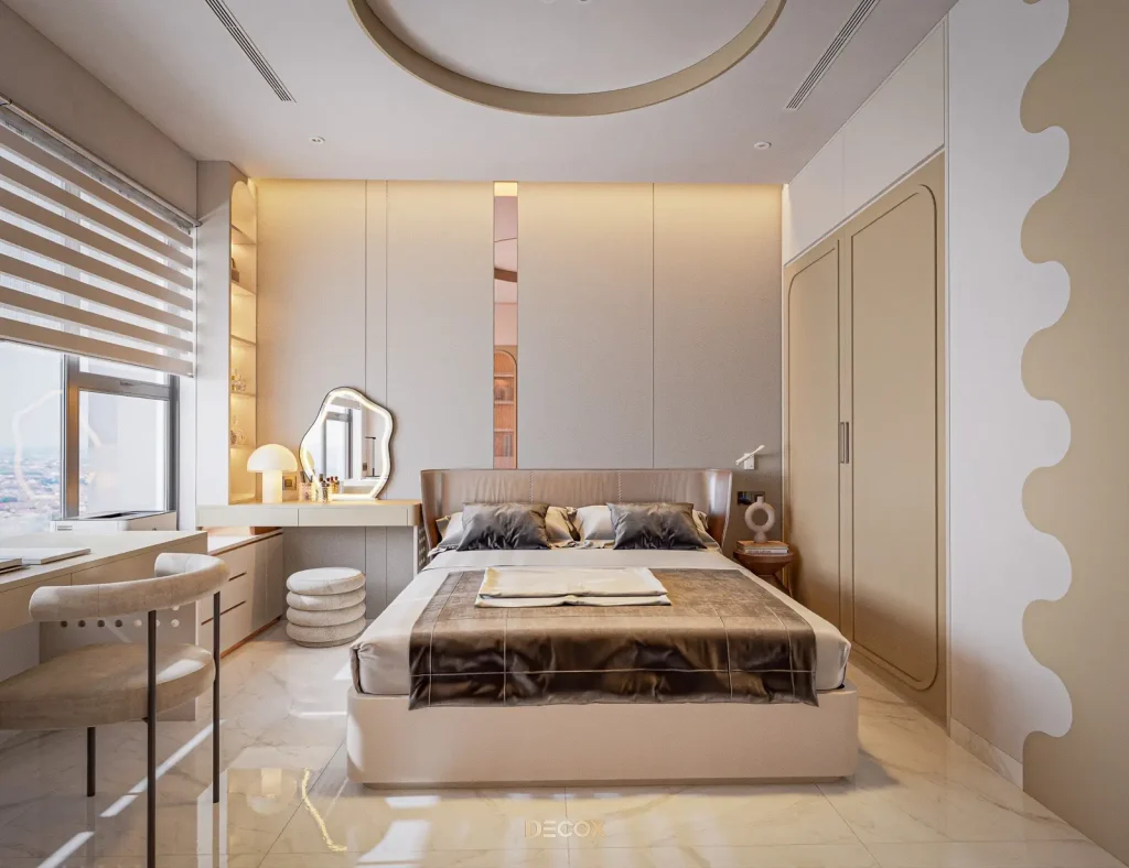 thiết kế nội thất chung cư 70m2 phòng ngủ thoáng đãng