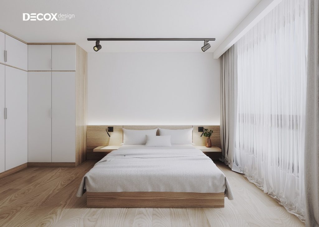 thiết kế nội thất chung cư 90m2 sử dụng chất liệu gỗ tự nhiên
