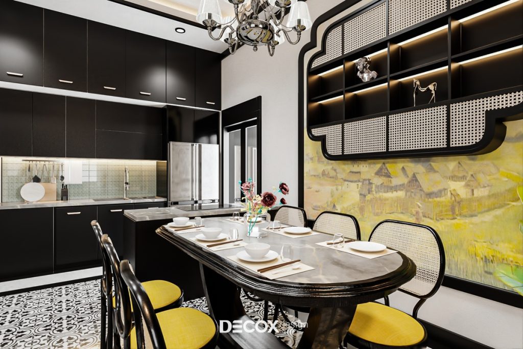 thiết kế nội thất chung cư 90m2 tạo không gian ấm cúng cho phòng bếp