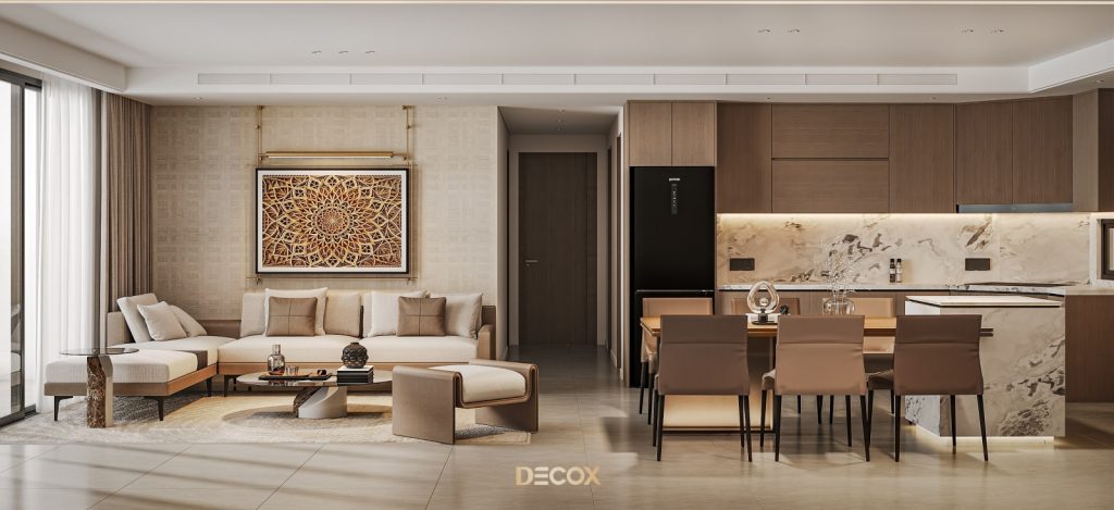 thiết kế nội thất chung cư 90m2 rộng rãi với không gian mở