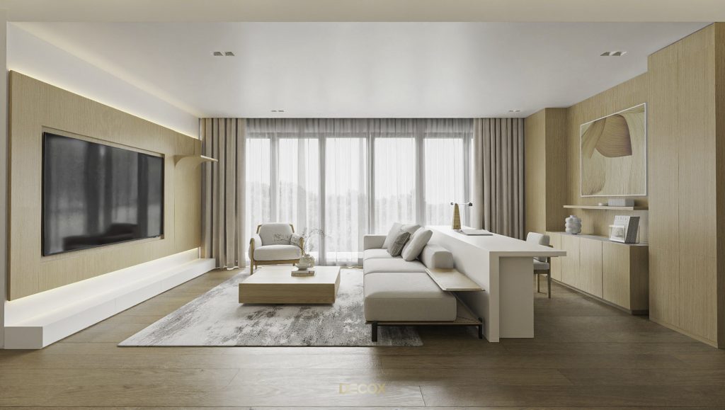 thiết kế nội thất chung cư 90m2 tận dụng ánh sáng tự nhiên