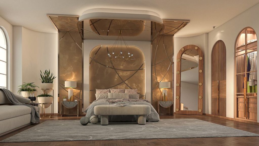 thiết kế nội thất luxury cho phòng ngủ biệt thự