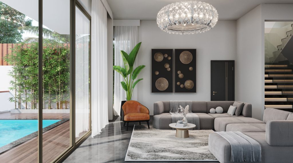 Mẫu thiết kế nội thất luxury cho phòng khách nhà phố