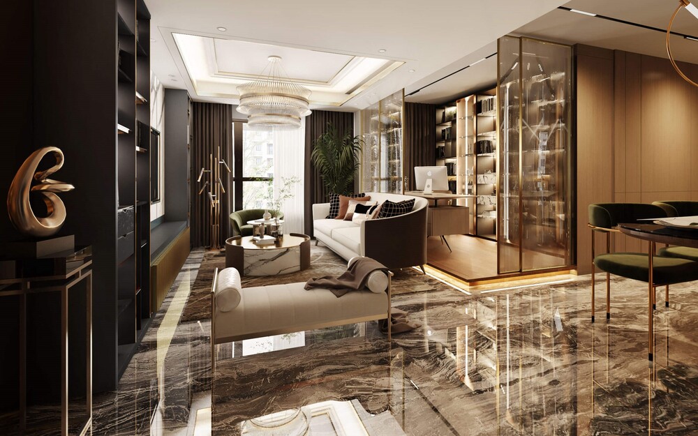 Mẫu thiết kế nội thất luxury đương đại độc đáo, ấn tượng