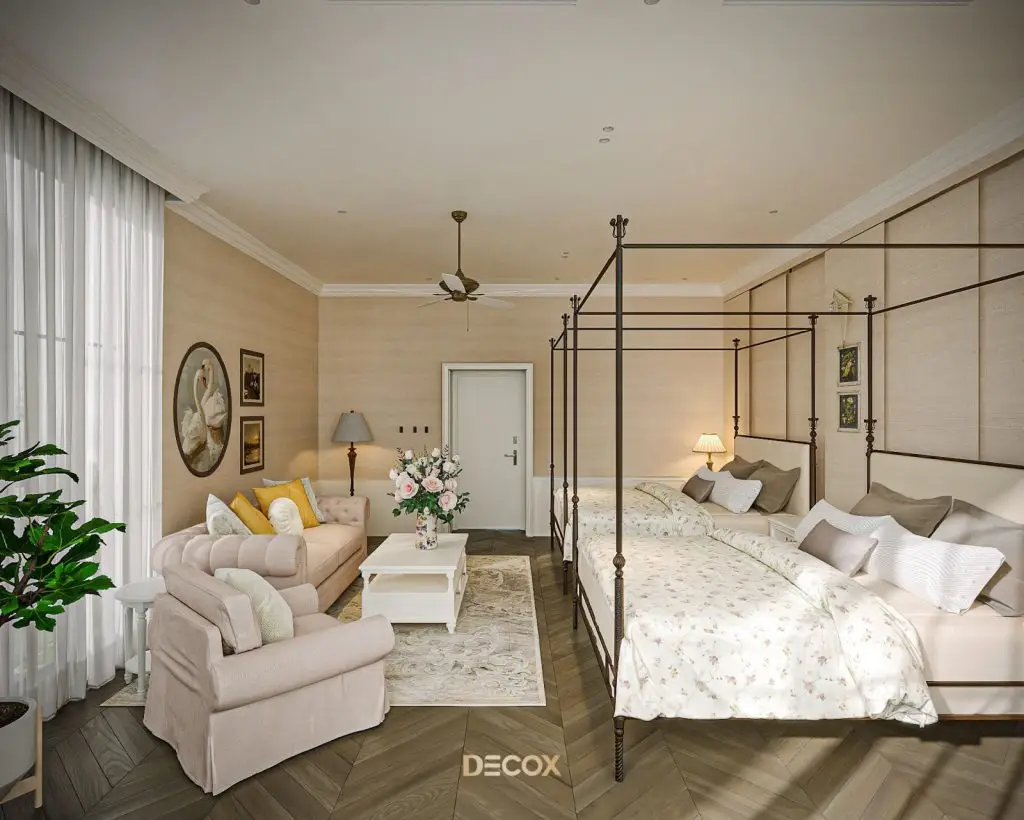 thiết kế nội thất nhà liền kề cổ điển