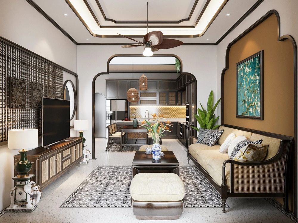 Thiết kế nội thất nhà phố phong cách Đông dương hoài cổ