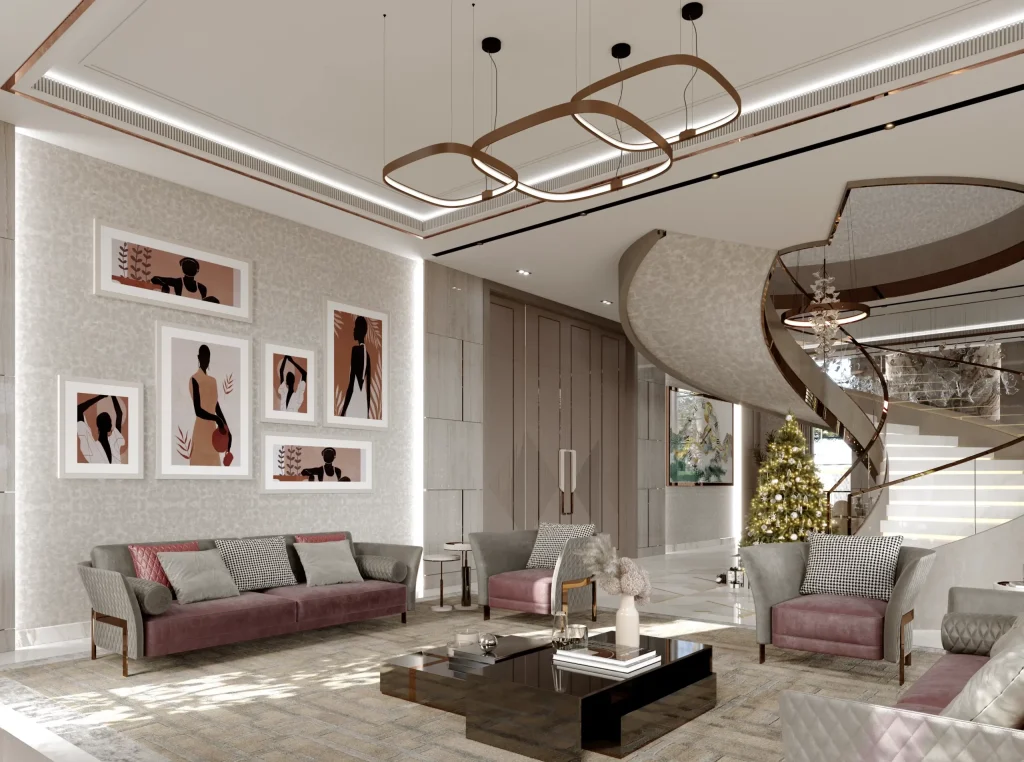 Thiết kế nội thất phòng khách biệt thự hiện đại