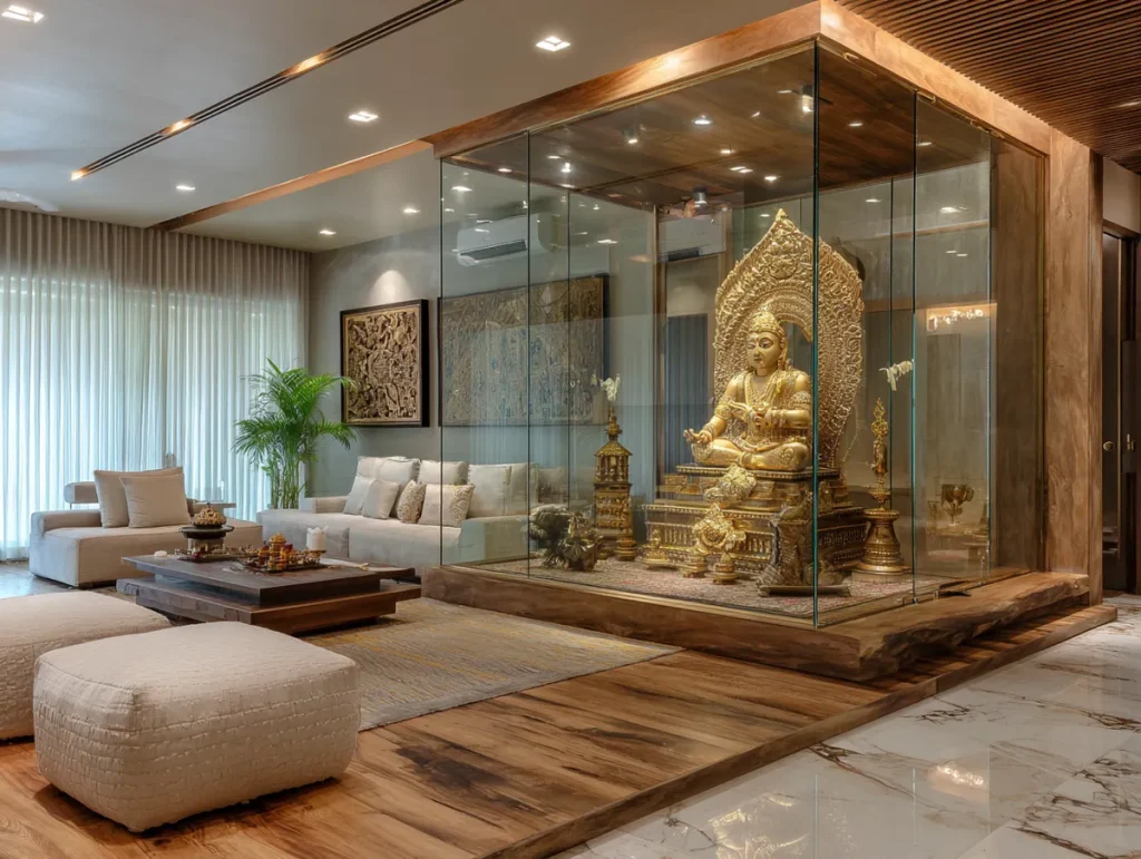 thiết kế nội thất phòng khách nhà ống sử dụng vật liệu gỗ tự nhiên