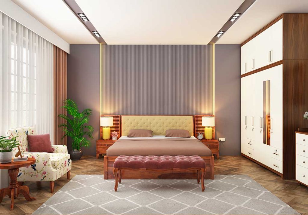 thiết kế nội thất phòng ngủ với chất liệu bền đẹp