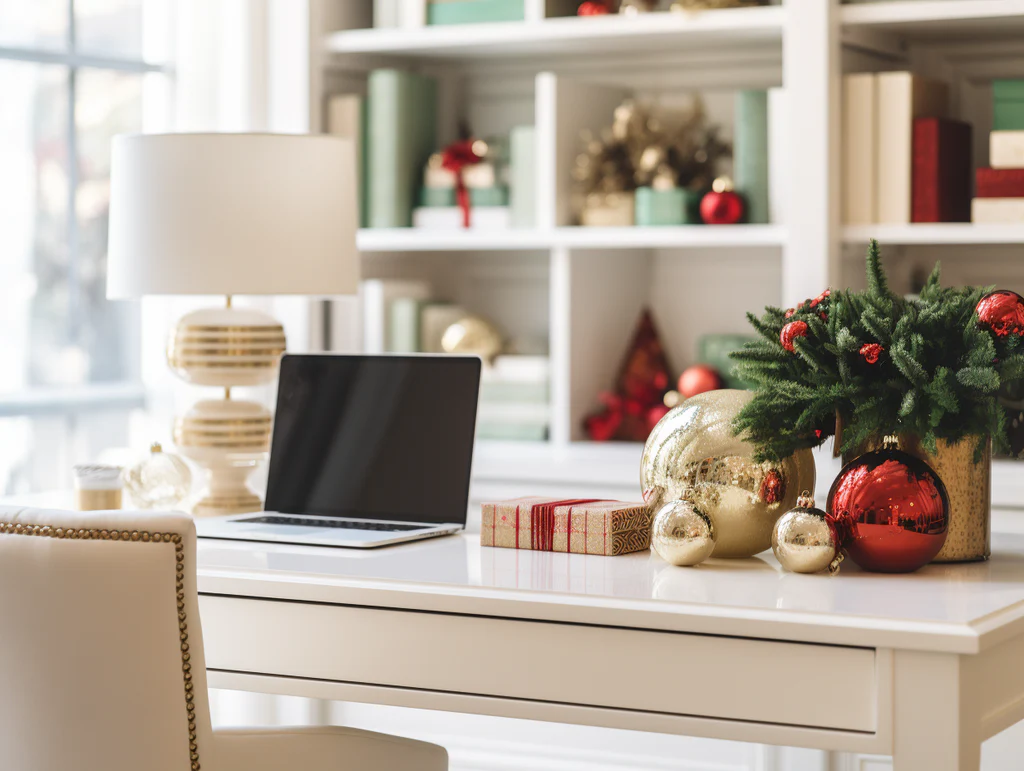 trang trí noel bàn làm việc tối giản