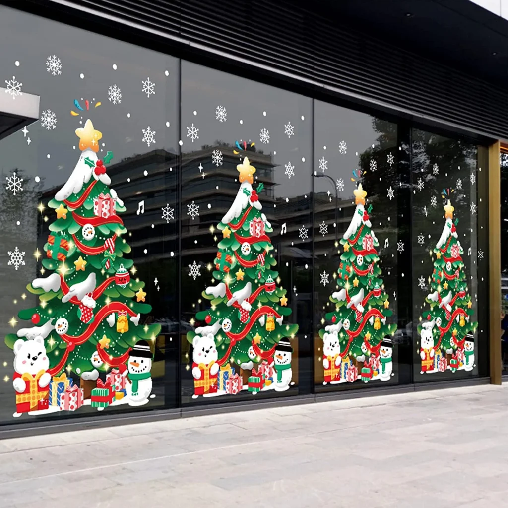 trang trí noel cửa kính bằng Decal
