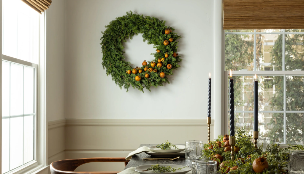 trang trí noel vòng nguyệt quế đơn giản