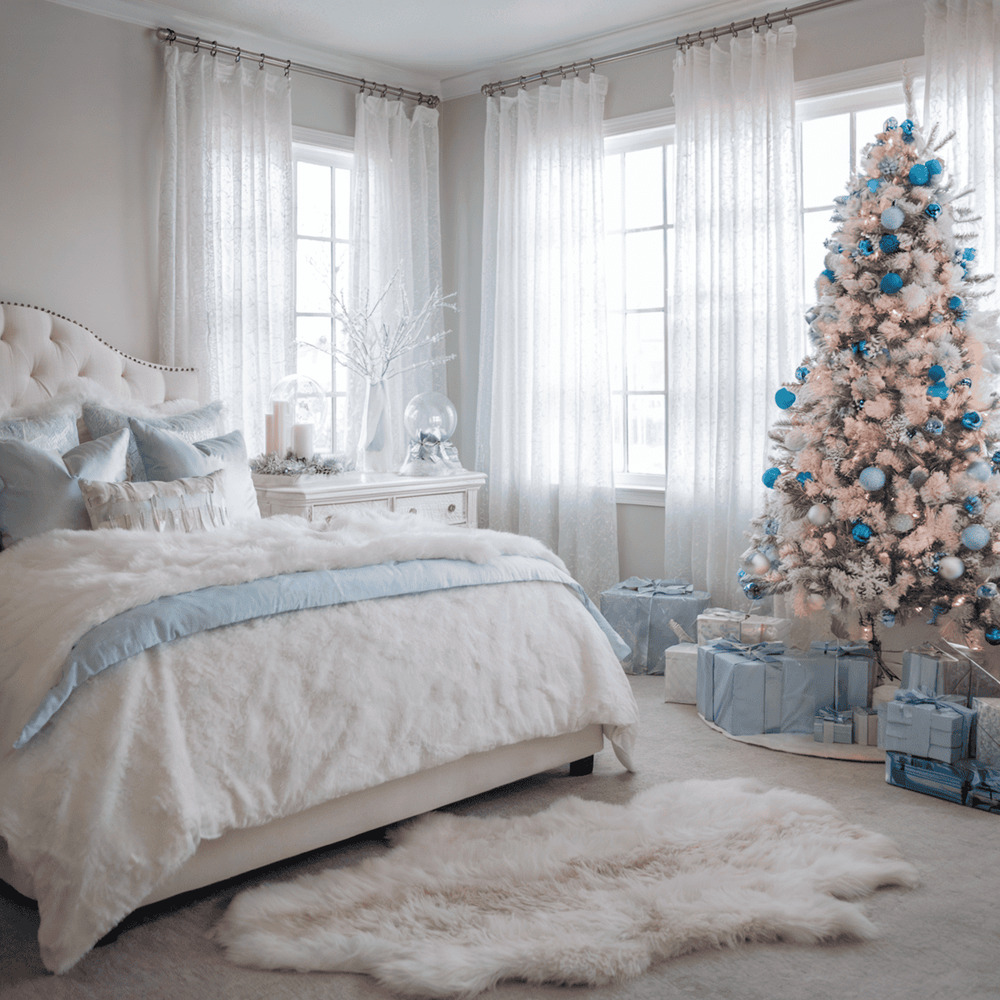 trang trí noel tại nhà ở phòng ngủ với gam màu pastel