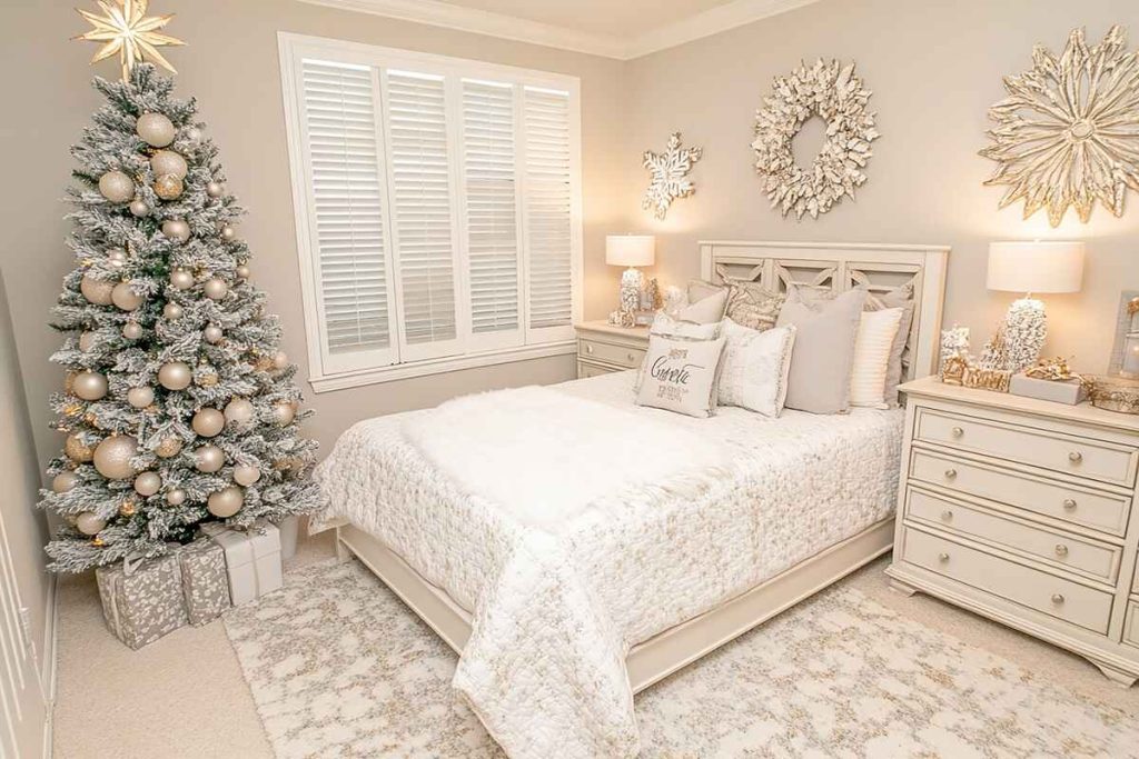 trang trí noel tại nhà ở phòng ngủ sang trọng