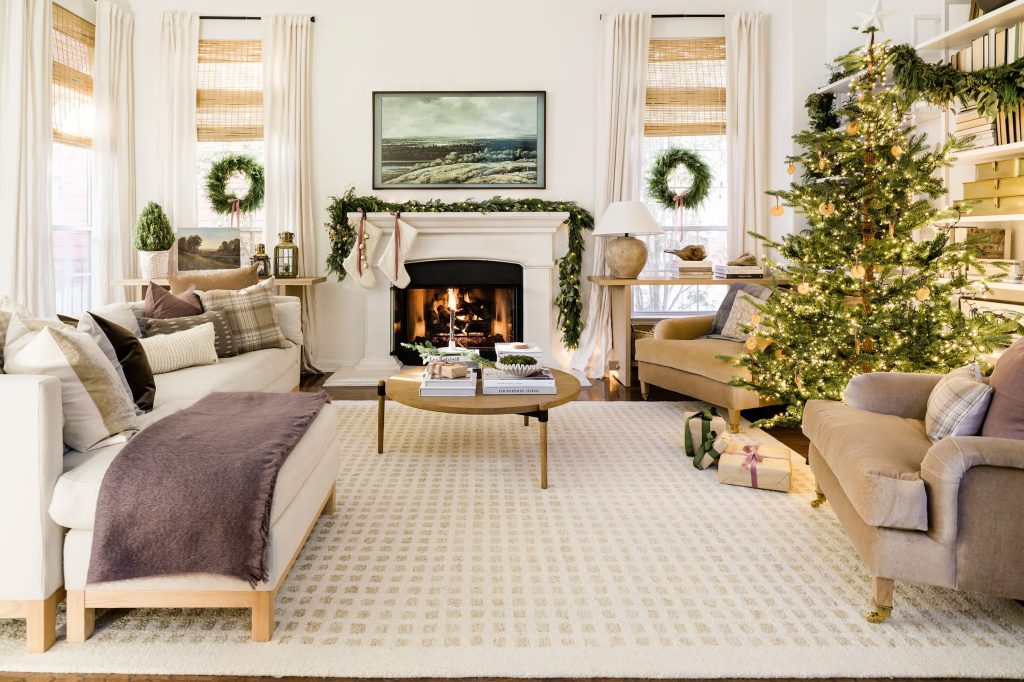 trang trí noel tại nhà ở phòng khách sang trọng