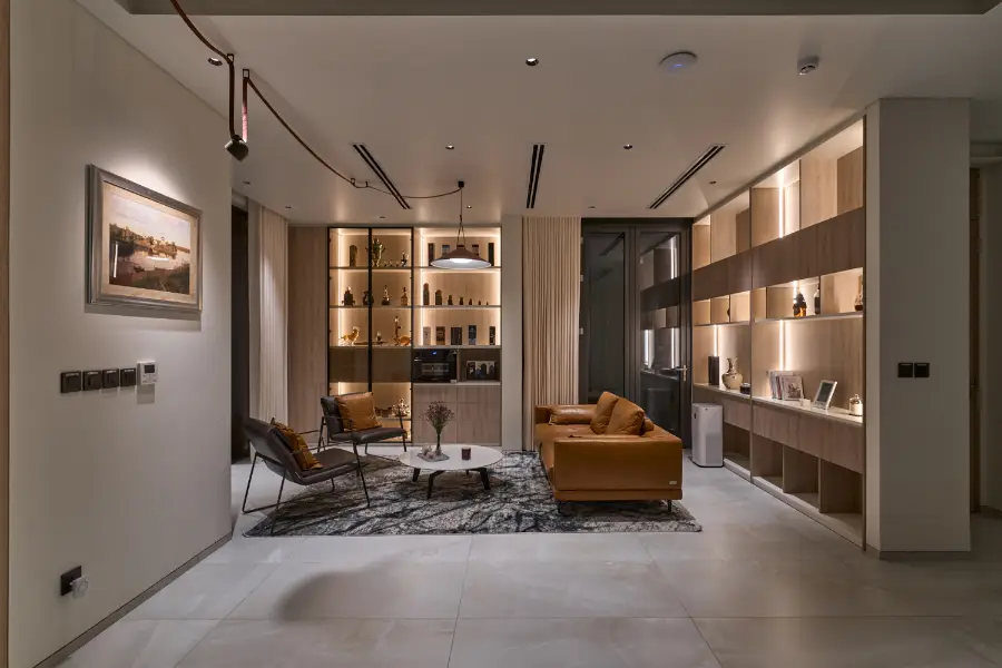 decor phòng khách với tủ rượu