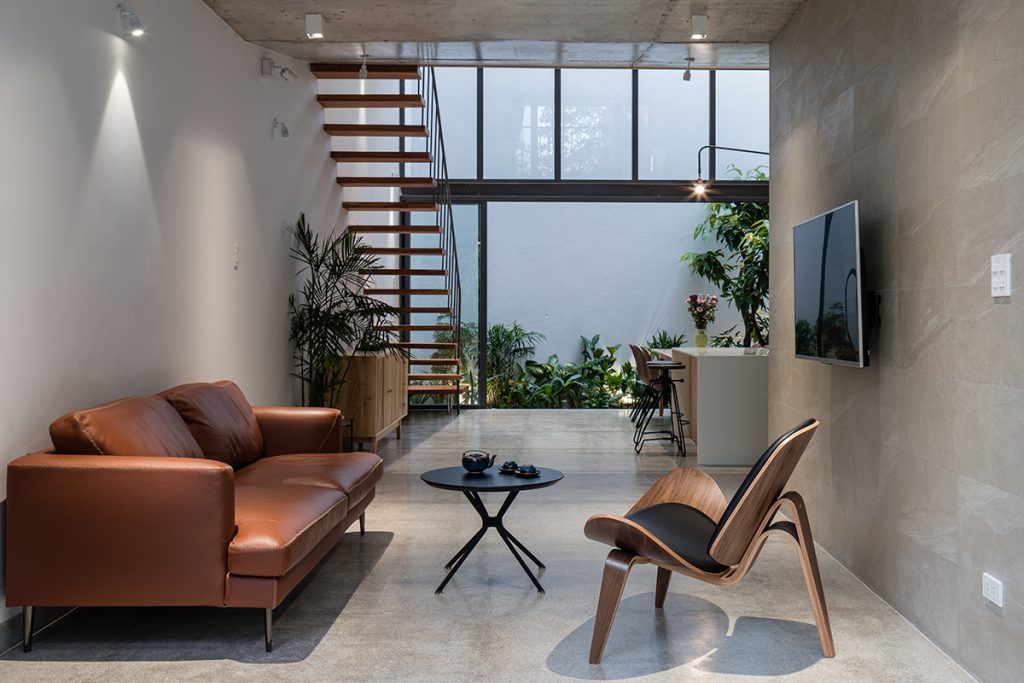 decor phòng khách với sofa chữ I