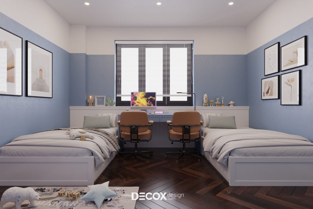 decor phong ngủ với 2 giường