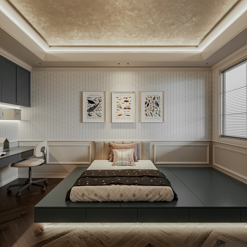decor phong ngủ bằng tranh treo tường sinh động