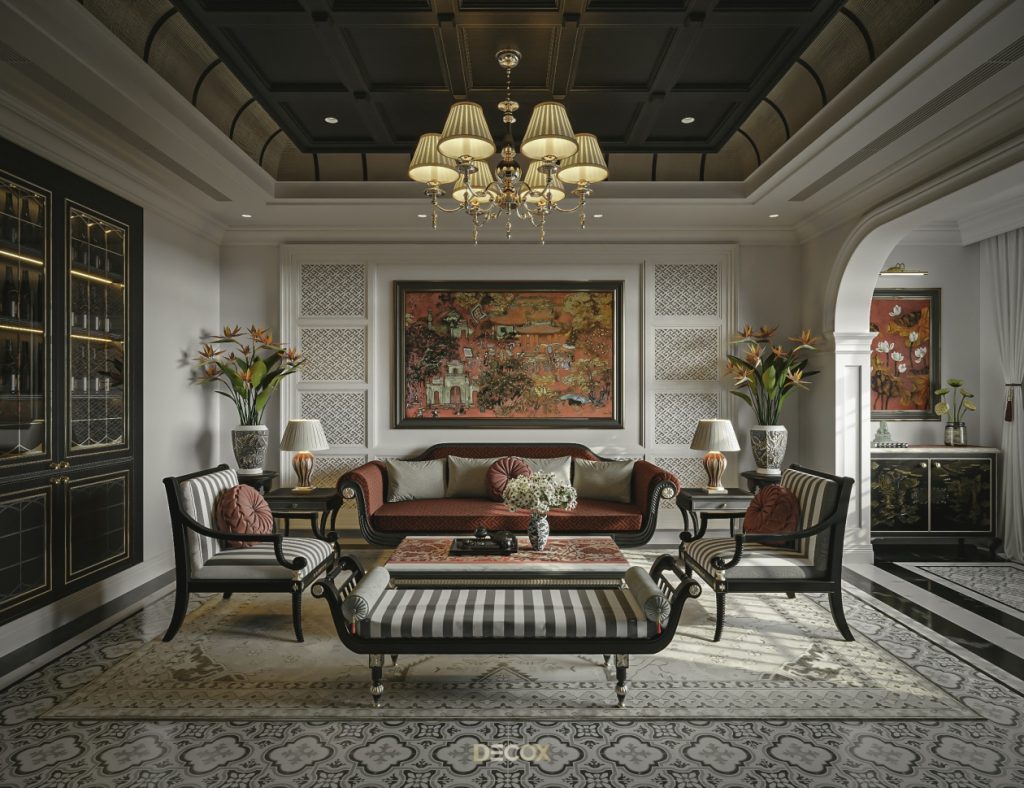 gạch lát nền phòng khách Indochine