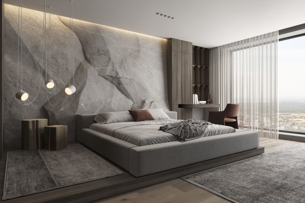 phong thuỷ phòng ngủ - sử dụng rèm hạn chế cửa số chiếu vào đầu giường
