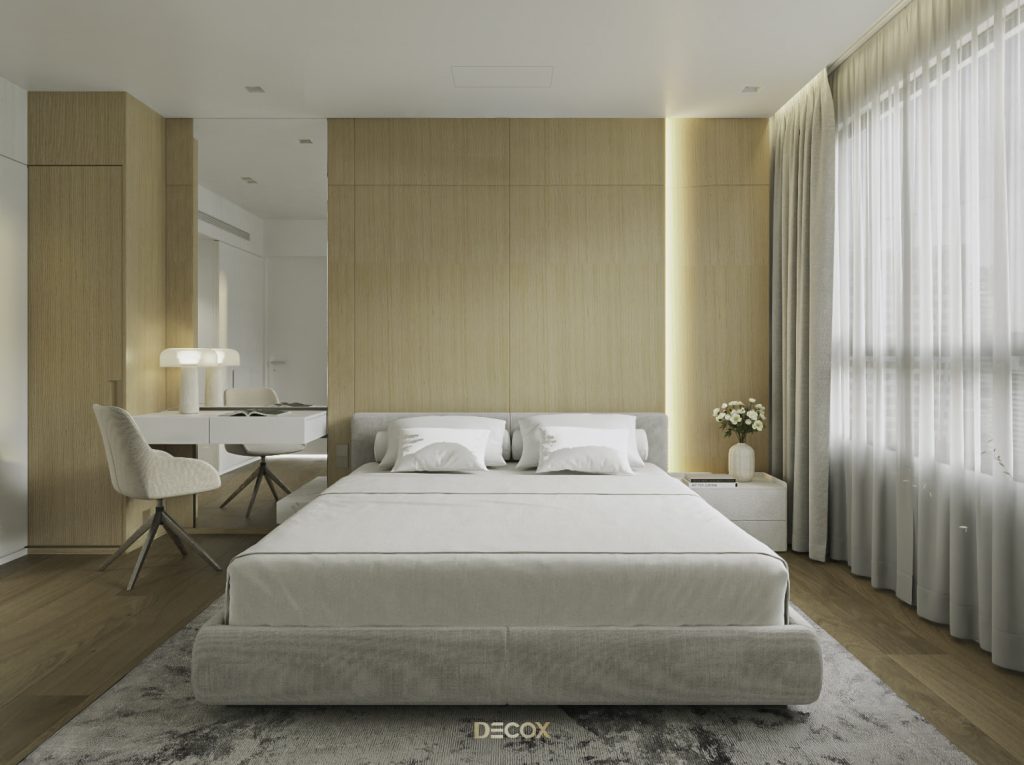phong thuỷ phòng ngủ - không kê đầu giường tiếp giáp bức trường sau bồn cầu