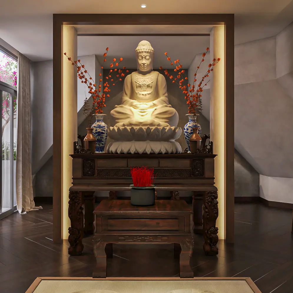 thiết kế nội thất biệt thự có phòng thờ