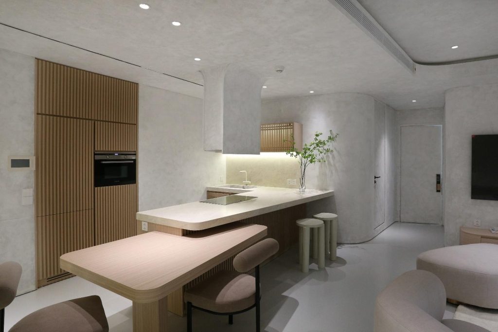 thiết kế nội thất chung cư 45m2 với hệ tủ bếp chữ L