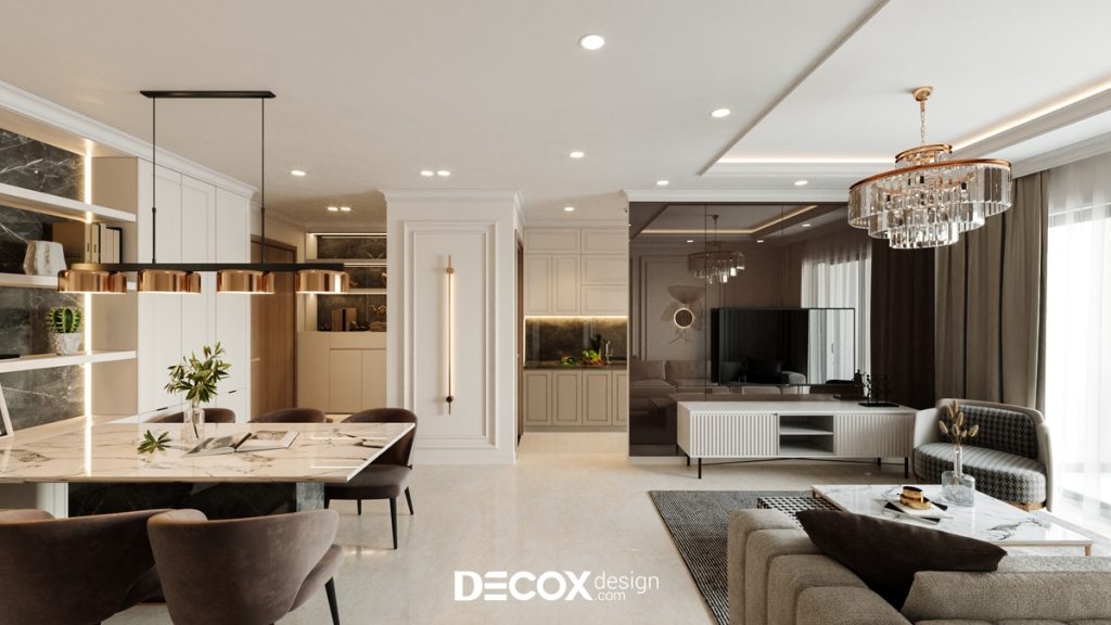 thiết kế nội thất chung cư 80m2 phong cách tân cổ điển