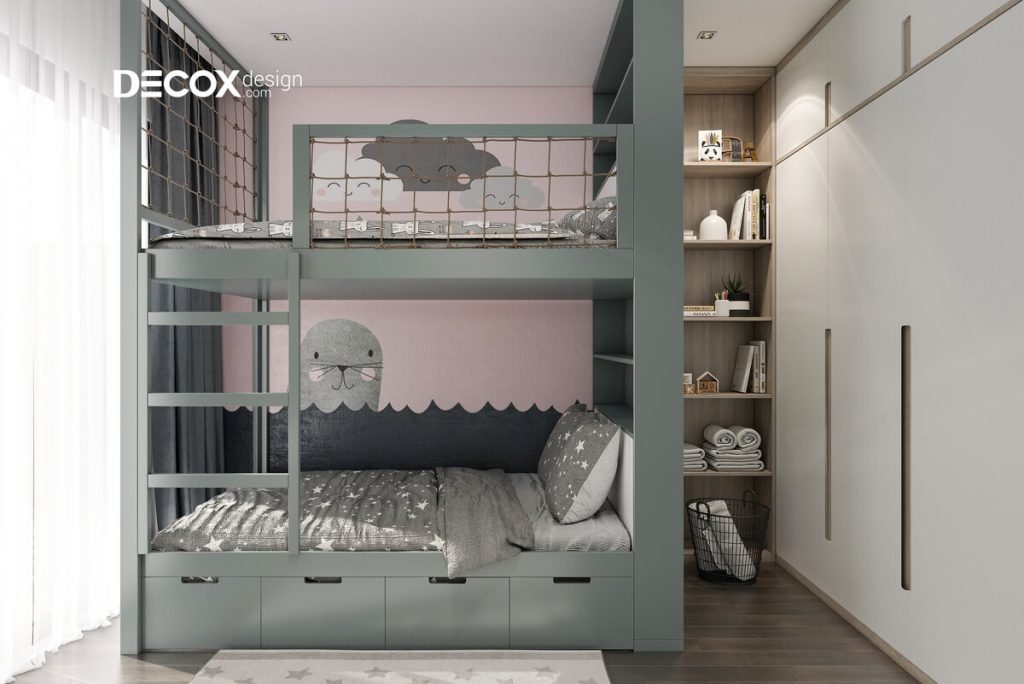 thiết kế nội thất chung cư 80m2 cho phòng ngủ phụ