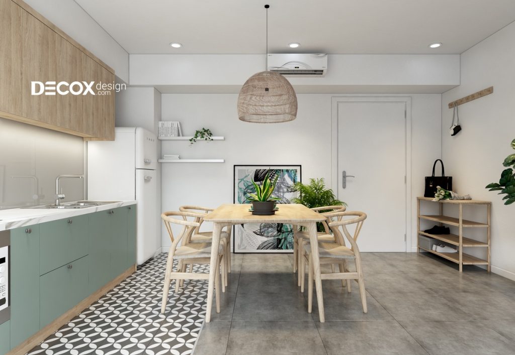 thiết kế nội thất chung cư 80m2 phối màu hài hoà với tổng thể