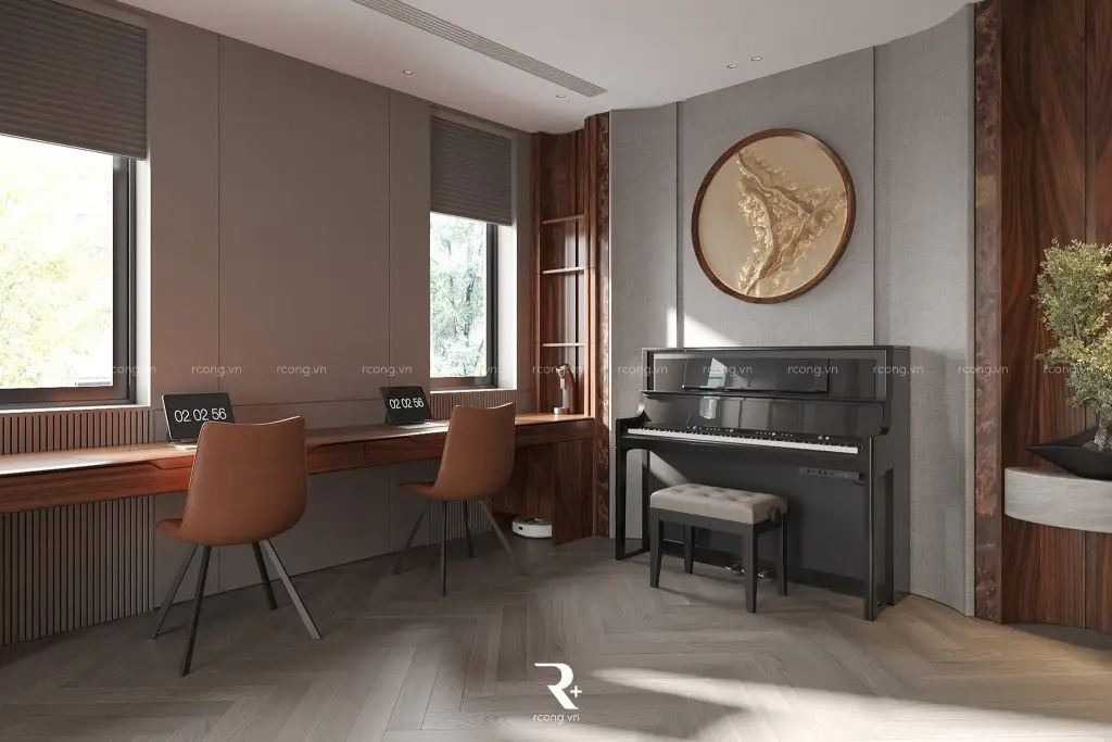 thiết kế nội thất gỗ óc chó hiện đại