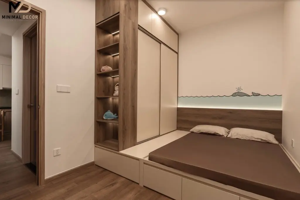 thiết kế nội thất gỗ óc chó tinh gọn