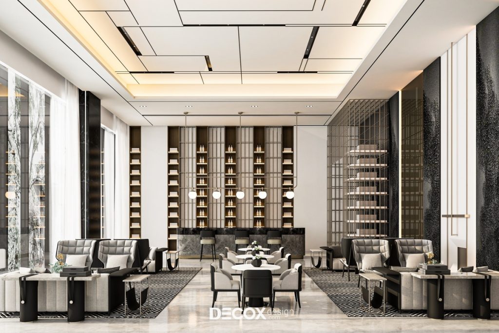 thiết kế nội thất khách sạn có nhà hàng và quầy bar